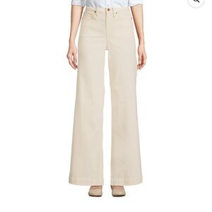 NWT Lands End High Rise Recycled Wide Leg Jeans Natural Cream Size 14 Tall